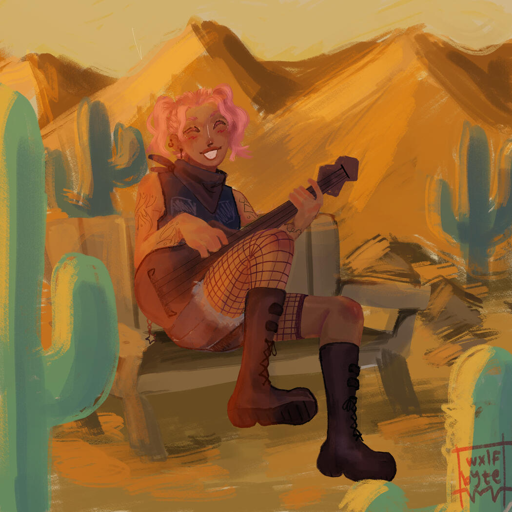 A gift piece for a friend, for Art Fight. Digitally sketched and rendered. Character by Vamp1reDraws.